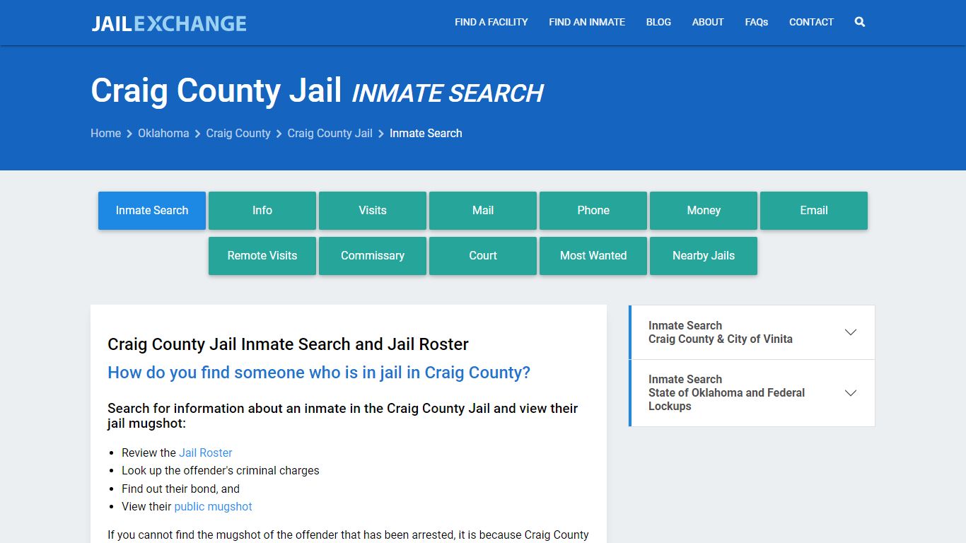 Inmate Search: Roster & Mugshots - Craig County Jail, OK